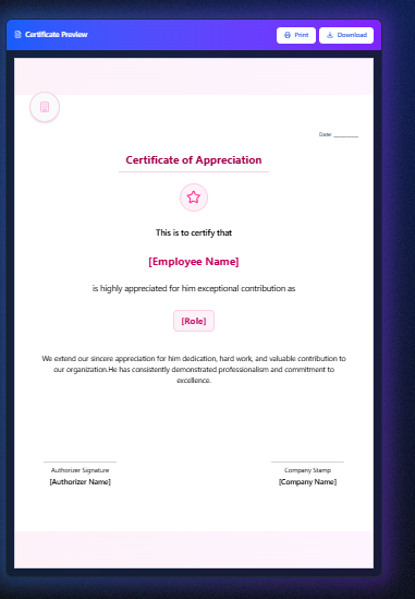 Certificate of Appreciation